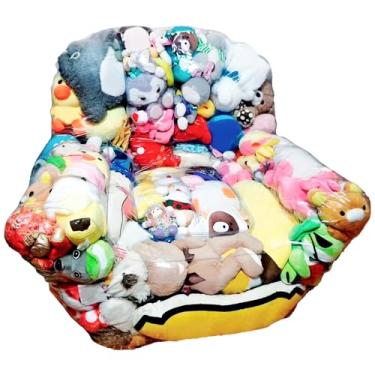 Imagem de blackonvlm Capa de cadeira de animal de pelúcia transparente de PVC 180L à prova d'água extra grande capa de cadeira de saco de feijão para organizar quartos de crianças pequenas brinquedos de pelúcia