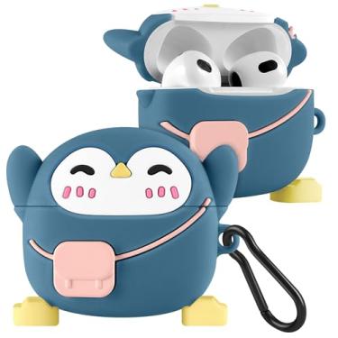 Imagem de Boaretiu para Airpods 3ª capa com desenho fofo Kawaii - com chaveiro, design engraçado, capa para meninas, adolescentes e mulheres, capas para Air Pods 3, pinguim