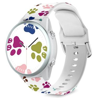 Imagem de Pulseira Lyforaz com estampa de pata compatível com Samsung Galaxy Watch 3 de 45 mm, pulseira fofa de silicone macio de 22 mm para smartwatch Venu 4 de 45 mm/3/2/Forerunner 570 de 47 mm/970/965/955