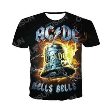 Imagem de Camisetas Unissex De Manga Curta Com Estampa 3D AC/DC, Gola Redonda, M