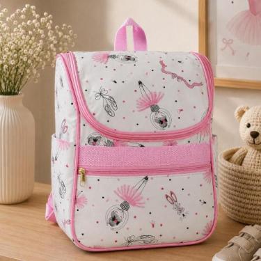 Imagem de Mochila Maternidade Média Elegante Espaçosa Prática Resistente Cor:Ros