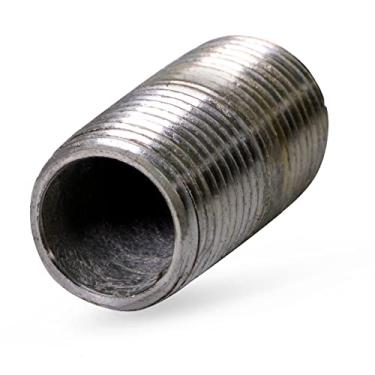 Imagem de Supply Giant OQHM1400 Bico de tubo de 0,64 cm x 2,54 cm, conectores pré-cortados, ótimos para construir móveis vintage, aço industrial para servir em tubos rosqueados de 1/4" e encaixes, galvanizado