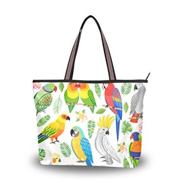 Imagem de Bolsa feminina com alça superior, linda bolsa de ombro de papagaio, Multicolorido., Large