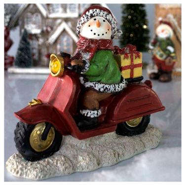 Imagem de Decoração Enfeite Natal Boneco De Neve Lambreta Com Led 20cm