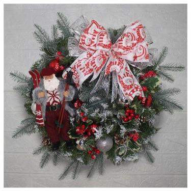 Imagem de Guirlanda Natalina Enfeite De Porta Papai Noel Esquiador 60cm