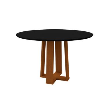 Imagem de Mesa de Jantar Redonda com Tampo de Vidro Isabela Preta e Ype 117 cm
