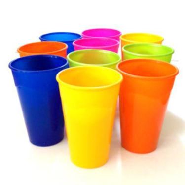Imagem de Copos De Plásticos Grandes Coloridos Para Festa Lavável De 300ml Kit C