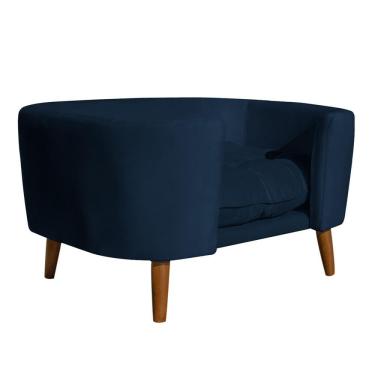 Imagem de Caminha de Pet Veludo Azul Marinho - Vallisa Decor