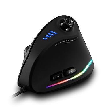 Imagem de Mouse para jogos com fio vertical C-18, 11 botões programáveis, ajustável, motor a laser de 10000 DPI, cinto de luz RGB, memória on-board de 128 KB