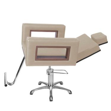 Imagem de Cadeira Poltrona de Cabeleireiro Recl Lisboa Branco Pérola