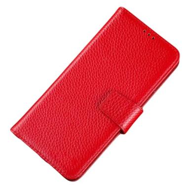 Imagem de HAZARA Capa flip para Samsung Galaxy S24 Ultra/S24 Plus/S24, capa carteira vintage de couro real com suporte de visualização e 3 porta-cartões, vermelho, S24 Ultra