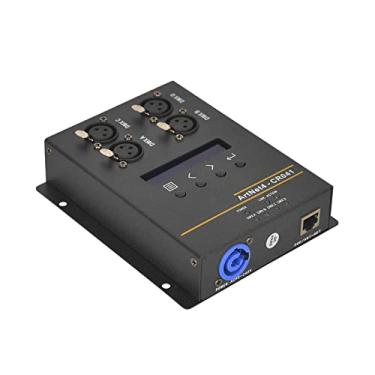Imagem de Ethernet de 4 vias converte para controlador de iluminação de sinal DMX Artnet para DMX divisor amplificador distribuidor com saídas de 3 pinos para controle DMX