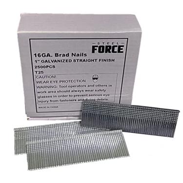 Imagem de Steel Force Pregos de acabamento reto, calibre 16, calibre 16, 2,5 cm de comprimento, pregos de acabamento galvanizado para pistolas de pregos sem fio ou pneumáticas (2.500 unidades)