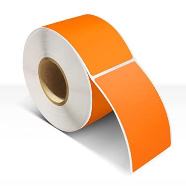 Imagem de Etiquetas retangulares adesivos de vinil de 7 x 12 cm, etiquetas de nome com código de cores, rolo removível, 200 peças, laranja fluorescente