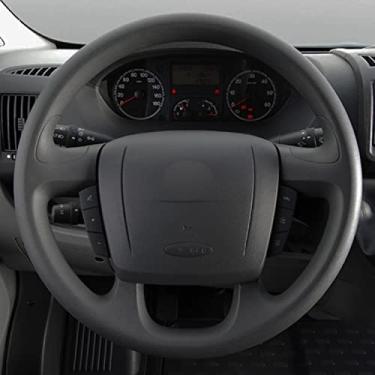 Imagem de ZIRIA Capa de volante de carro de couro preto, para Peugeot Boxer Citroen Jumper Relay Fiat Ducato Ram ProMaster Acessórios de carro