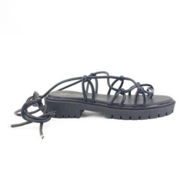 Imagem de Papete Sandalia Amarracao Preta Addan Plataforma Baixa-Feminino