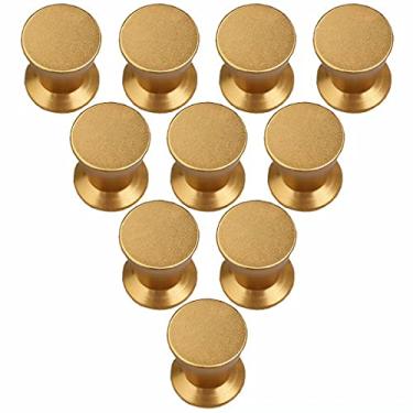 Imagem de 10 peças de ferragens para móveis, maçanetas de porta de cozinha, orifício único, puxadores de armário, gaveta, armário, armário, gaveta, puxador redondo (dourado estilo A)