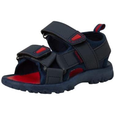 Imagem de Gerber Sandálias para meninos - Sandálias esportivas ajustáveis de verão (bebê/bebê), Azul-marinho/vermelho, 4 Infant