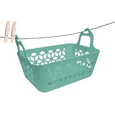 Imagem de Cesto Organizador de Prendedor de Roupa Multiuso Lavanderia Cor:Verde Menta