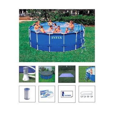 Imagem de Piscina Armação Redonda 16805 Litros + Bomba Filtro 110v Escada Proteção Fundo Intex 110v #28241