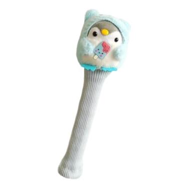 Imagem de Deevoka Capa do punho da raquete de badminton, protetor decorativo do aperto do punho da raquete da boneca animal de pelúcia para o presente do atleta, Pinguim Azul