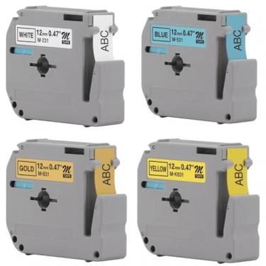 Imagem de Kit 4 Fitas Compatíveis com Etiquetadoras Brother PT-70, PT-80, PT-90, 12 mm x 0,47 m