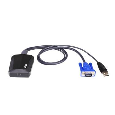 Imagem de ATEN CV211 Laptop KVM Adaptador USB Crash Cart Console de 1,8 m VGA integrado e cabos de mouse e teclado USB compatível com TAA para servidores de rack, computadores, quiosque, ATM, suporta laptops