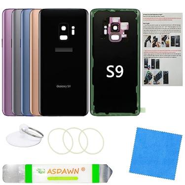 Imagem de Substituição de vidro traseira para Galaxy S9 com lente de câmera pré-instalada + todo o adesivo + manual de instalação + kit de ferramentas de reparo para Samsung Galaxy S9 SM-G960 todas as