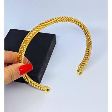 Imagem de Colar Feminino Choker Aro grosso elos Duplos Torcido trançado Folheado Ouro Dourado e Prata Luxo Inspiração Blogueira