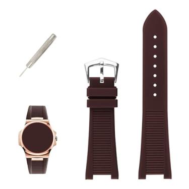 Imagem de XIW Pulseira de borracha de substituição masculina compatível com Patek Philippe Nautilus PP 5711, 1A010, 5712, 5712G, 5726 5980, 25 mm × 13 mm, marrom