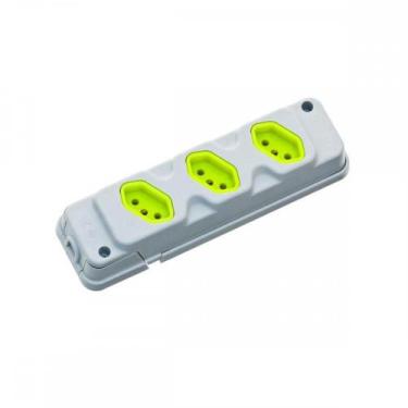 Imagem de Tomada Barra Fiolux   Tripla 20A 2 Polos+Terra Cinza/Verde  2831030077