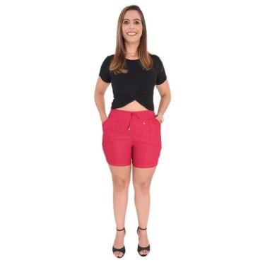 Imagem de Bermuda Feminina Básica Casual Com Bolso Elastano - Lori Modas, Pink, 