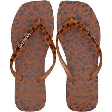 Imagem de Chinelo de Dedo Havaianas Slim Square Velvet Feminino , Marrom, 37/38