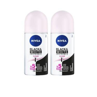 Imagem de Kit 2 Desodorante Antitranspirante Nivea Roll On Invisible Black & Whi