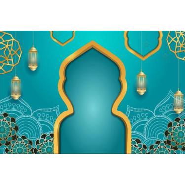 Imagem de Painel de lona Portal Arabe Dourado Formas Geométricas - Fabrika de Fe