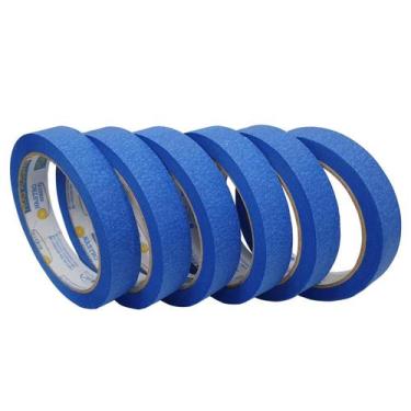 Imagem de Kit Com 6 Fita Crepe Colorida 18mm X 30m Fitas Adesivas - Nastro, Azul