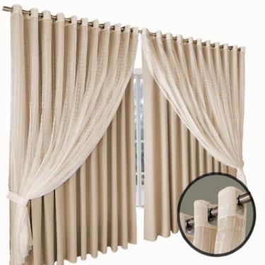 Imagem de cortina para sala e quarto blecaute Jade 4,00 x 2,30 palha - Bravin En
