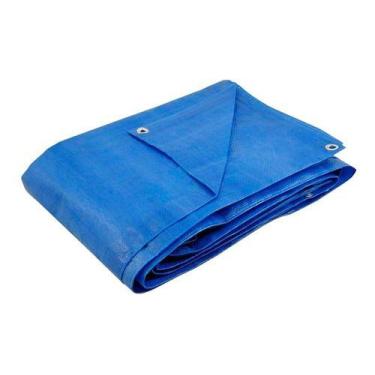 Imagem de Lona Ráfia de Proteção Encerado De Polietileno Azul 10m X 8m 100 Micra