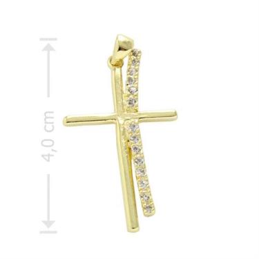 Imagem de Crucifixo Folheado a Ouro Com Zircônias - Imagem Folheados