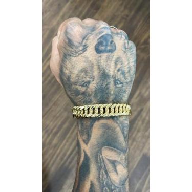 Imagem de Pulseira ello duplo 13mm 22 cm banhado a ouro18k masculino - Hm Joias
