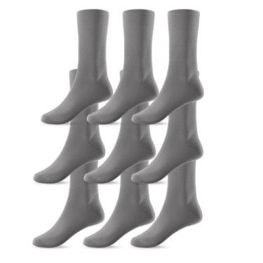 Imagem de Kit 9 Pares de Meias Cano Alto 36 ao 46 Unissex Preta - Life, Cinza, 3