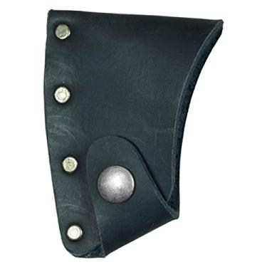 Imagem de Esconda e beba, capa de couro grosso com lâmina Hatchet, bainha machado, lenhador essencial, feito à mão inclui garantia de 101 anos: preto carvão