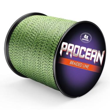 Imagem de Procean Linha de pesca trançada 100% PE 4 e 8 fios, linhas trançadas sensíveis de 2,7 a 136 kg, super desempenho e econômico (várias cores (amarelo e preto), 6,8 kg (6,8 kg) 0,18 mm-1093 jardas)