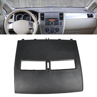 Imagem de JDMON Moldura de reposição para saída de ar do painel central superior frontal para Nissan Versa 2007 2008 2009 2010 2011 2012 Substituição do instrumento de acabamento central para 68414ED00C 68414-ED00C preto