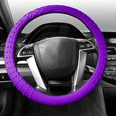 Imagem de FH Group Capa para volante roxa FH3002PURPLE (silicone W. pontas e padrão de massagem capa para roda que se ajusta à maioria dos carros, caminhões, SUVs ou Van)