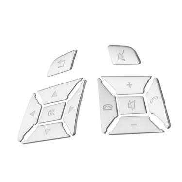 Imagem de CHEYINGCHIDIY Adesivo de capa de acabamento de botão de volante de carro prata para Mercedes Benz A B C E Ml Gl Cla Gla Glk Sl SLK Class W176 W246 W212 W204