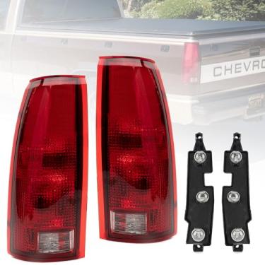 Imagem de Conjunto de luz traseira compatível com Chevy GMC C/K Truck 1988-1998, 1995-2000 Tahoe, 1992-2000 Yukon, 1992-1999 Suburban, 1992-1994 Blazer, com placa de circuito, lâmpadas de freio traseiro do lado
