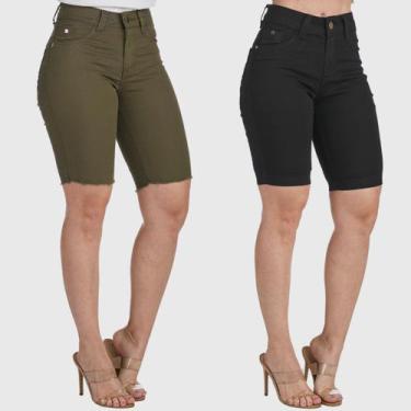 Imagem de Kit 2 Bermudas Jeans Premium HNO Jeans Ciclista com Elastano, 40