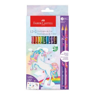 Imagem de EcoLápis de Cor Faber-Castell Unicórnio, 12 Cores + 2 Lápis Misturinha (12 es/cada) - 120912+2UNI