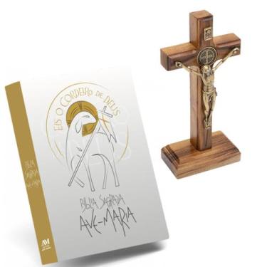 Imagem de Kit Bíblia Católica e Crucifixo São Bento Sagrada Ave-Maria Eis o Cord